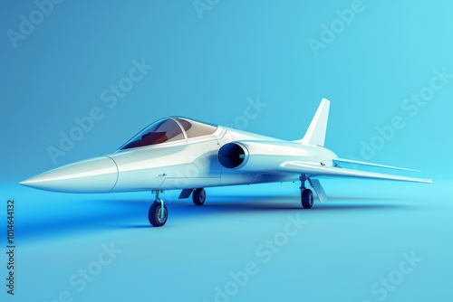 Jet aircraft with a minimal blue background.