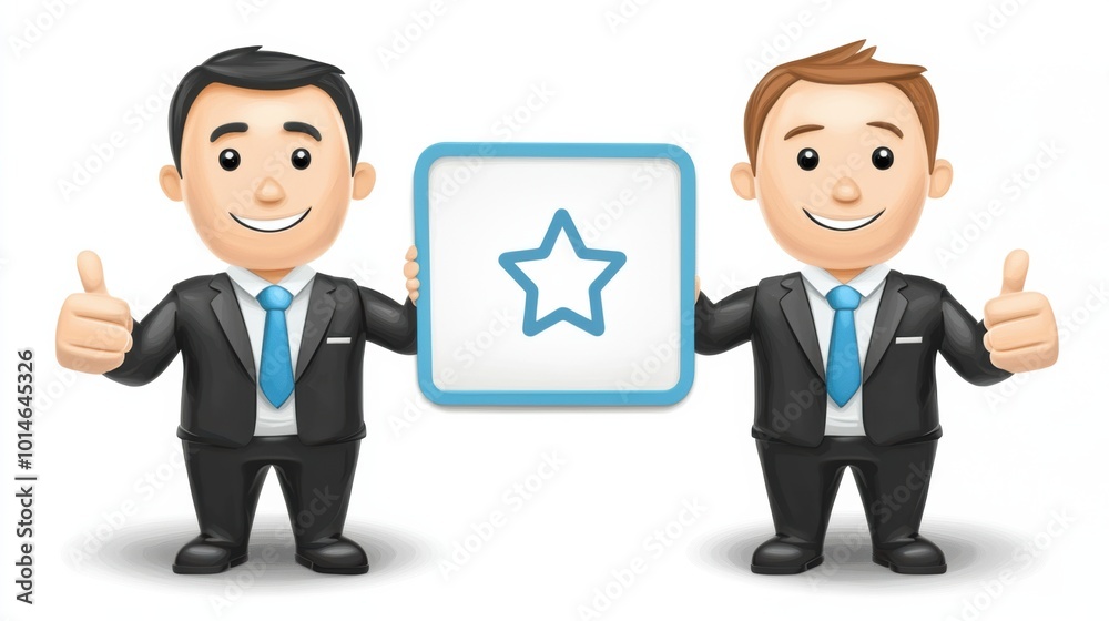 Happy Businessmen with a Star Symbol Graphic Happy Businessmen with a Star Symbol Graphic