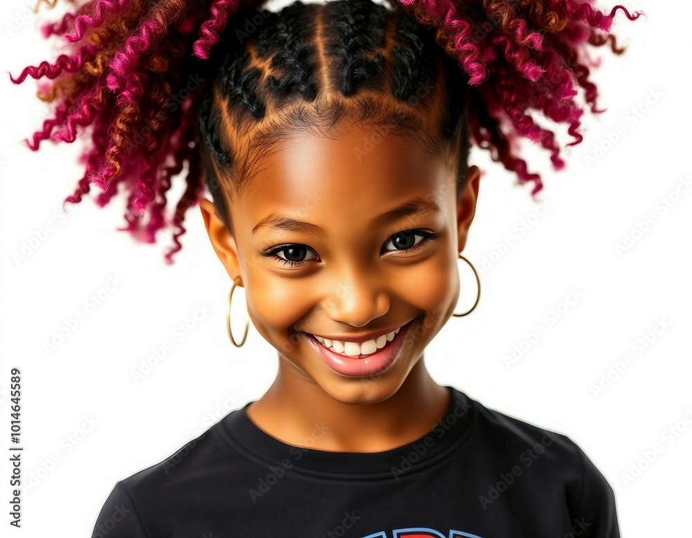 Fashion portrait of an Afro-American teenage girl, isolated against a flat white background. Fashion portrait of an Afro-American teenage girl, isolated against a flat white background.