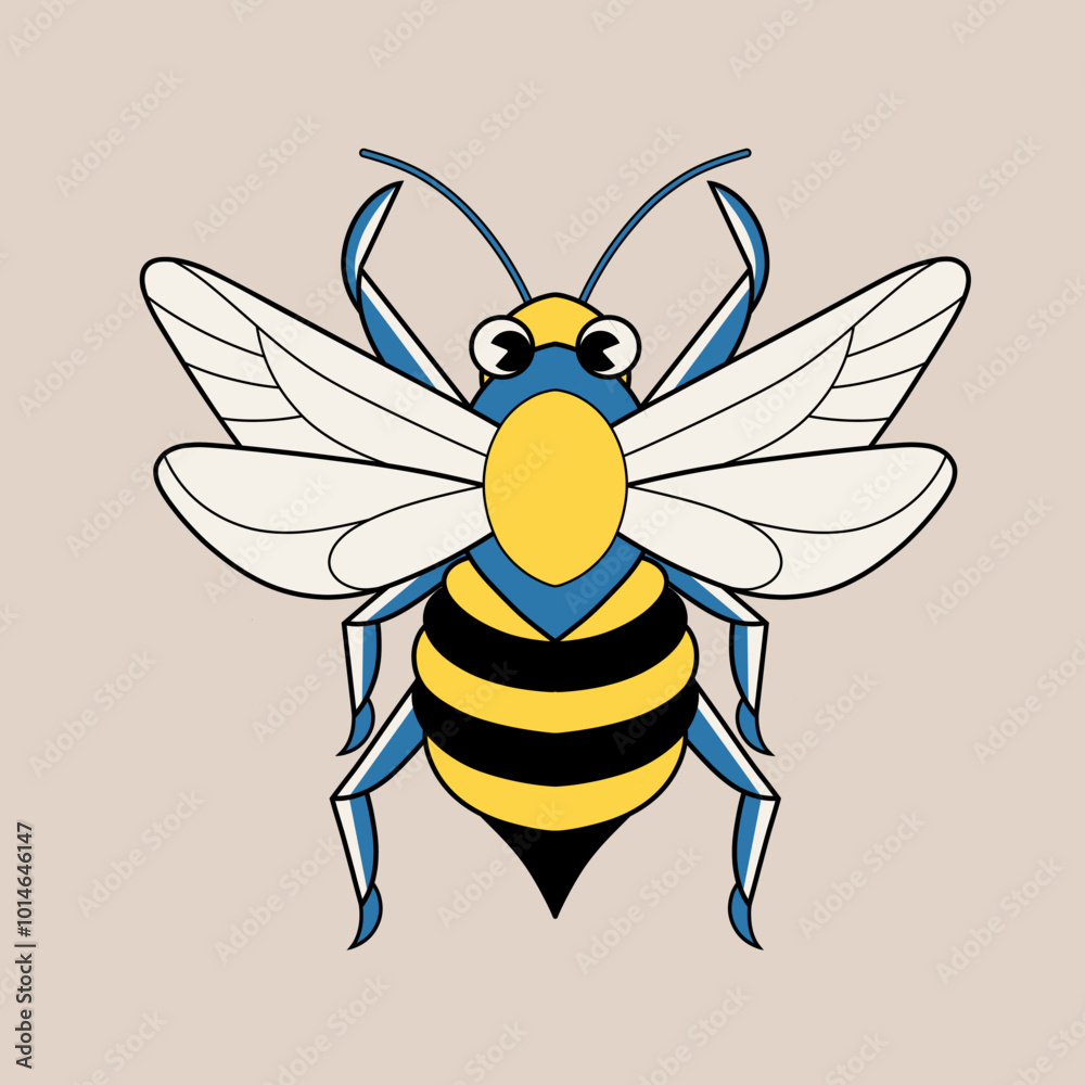Doodle cute character illustration bee sticker Doodle cute character illustration bee sticker