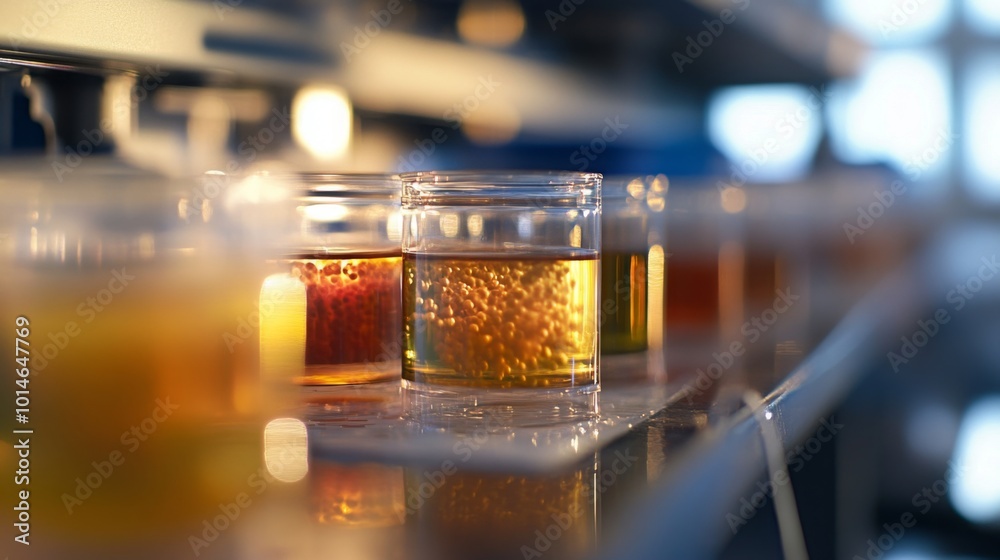 Various glass jars containing brightly colored liquids are neatly arranged on a laboratory shelf. Soft lighting enhances the vibrant hues, creating an inviting atmosphere for scientific exploration. Various glass jars containing brightly colored liquids are neatly arranged on a laboratory shelf. Soft lighting enhances the vibrant hues, creating an inviting atmosphere for scientific exploration.