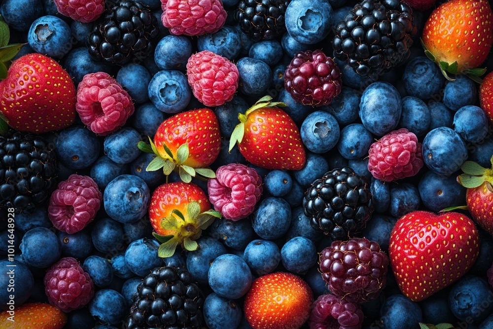 Vibrant Mix of Nutrient-Dense Berries - Blueberries, Raspberries, Blackberries, and Strawberries in Artful Array Vibrant Mix of Nutrient-Dense Berries - Blueberries, Raspberries, Blackberries, and Strawberries in Artful Array