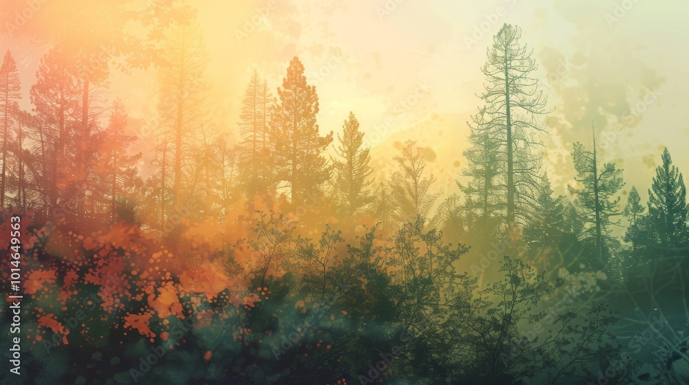 Naklejka premium Nature-themed lofi background with double exposure effect.