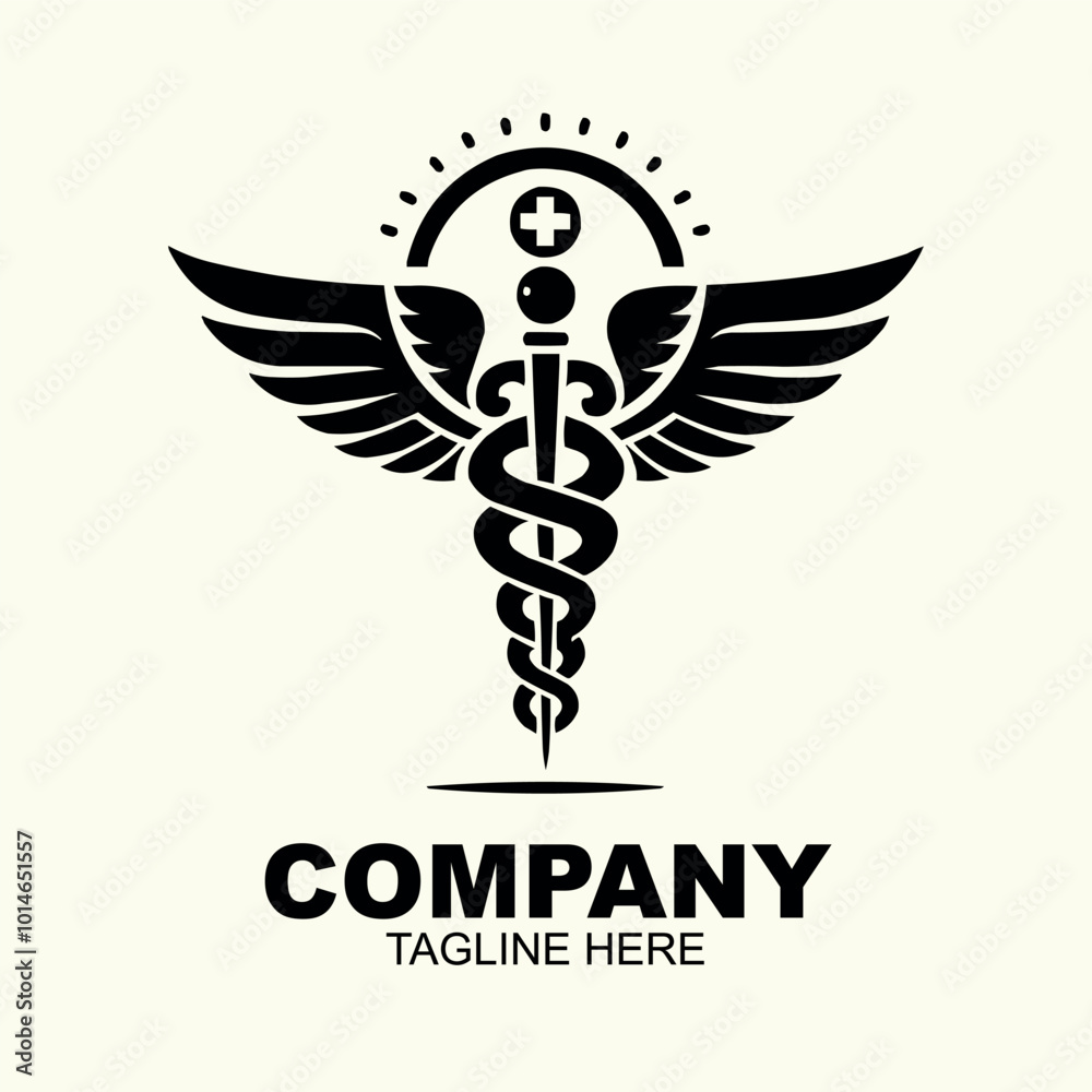 Obraz premium Caduceus health vector silhouette illustration