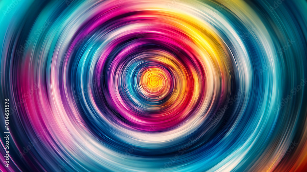 Fototapeta premium Abstract swirl of vibrant colors creating a circular pattern with a blurred center.