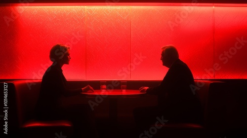 Serene Casino Bar Moment: Cinematic Portrait of Stylish Couple Embracing in Warm Lighting