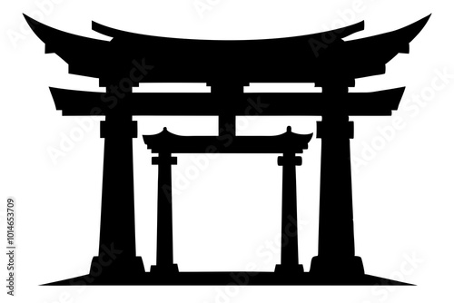  Japanese Torii Gate A Silhouette of a Traditional Gate Vector Illustration