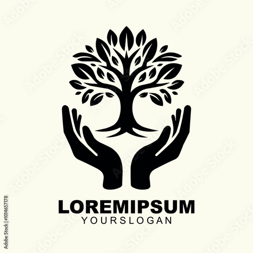 Silhouette of yoga tree on white background Vector illustration