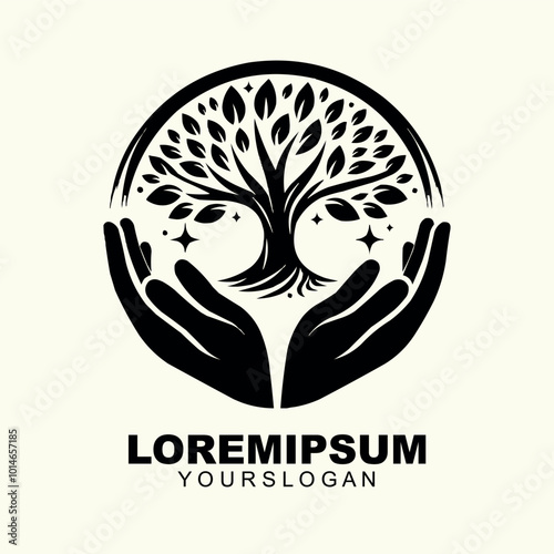 Silhouette of yoga tree on white background Vector illustration