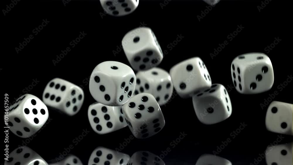 Dice filmed on a high-speed camera at 1000 fps. High quality FullHD footage Dice filmed on a high-speed camera at 1000 fps. High quality FullHD footage