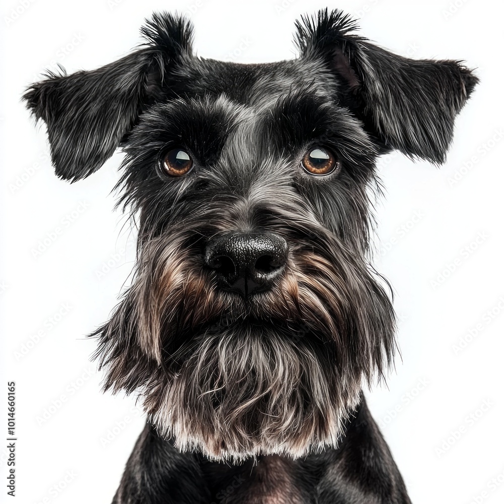 delightful Miniature Schnauzer captivates with its bushy beard and expressive eyes, showcasing its playful spirit against a pristine white backdrop. delightful Miniature Schnauzer captivates with its bushy beard and expressive eyes, showcasing its playful spirit against a pristine white backdrop.