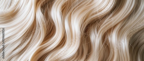 Luxurious blonde hair cascades in silky, flowing waves, exuding softness, elegance, and natural beauty.