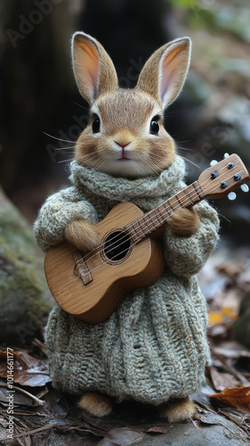 a Rabbit Playing the guitar