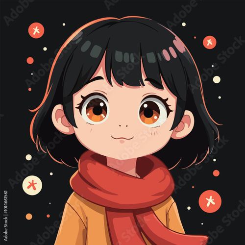 Anime Girl with Orange Scarf
