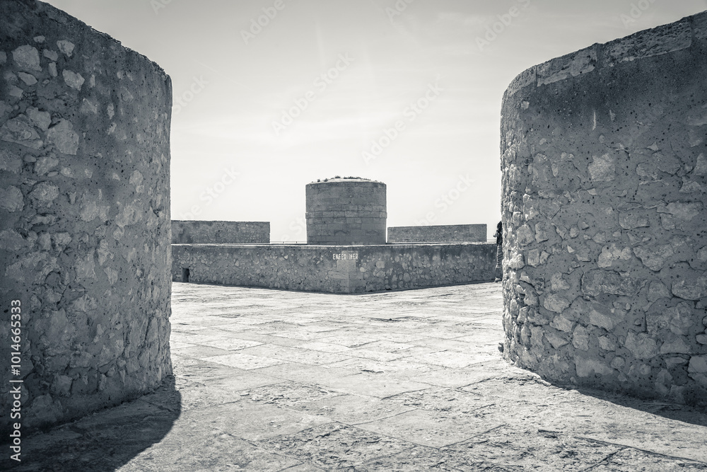 Obraz premium Black-white pictures of the famous Chateau D'If in France not far away from the coast of the city of Marseille. It is famous for being part of adventure novel The Count of Monte Christo