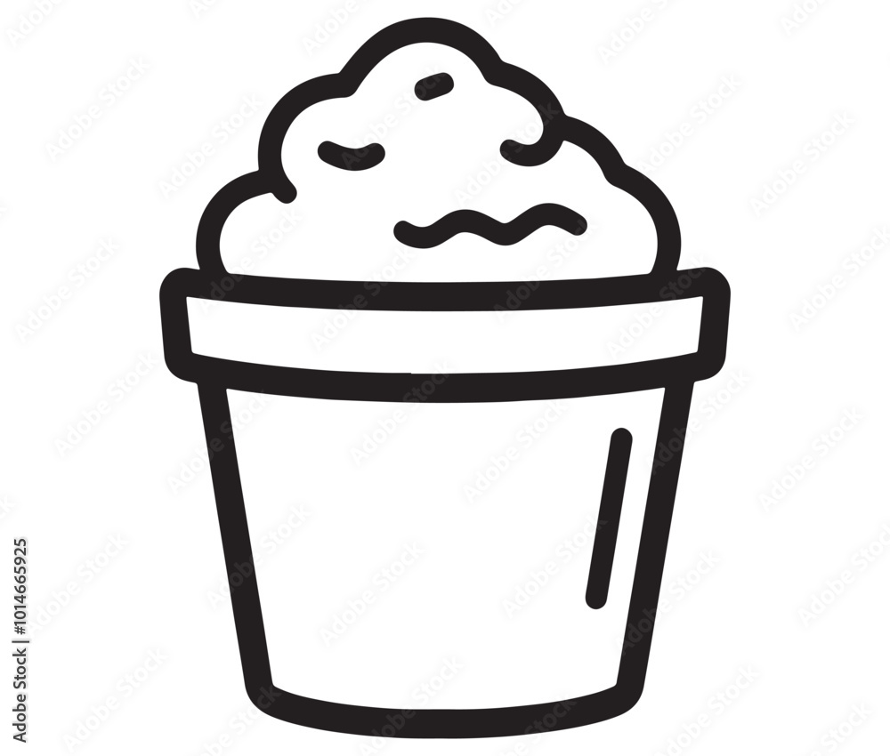 Illustration of a cupcake, Frozen yogurt line icon, Line art ice - cream vector Illustration of a cupcake, Frozen yogurt line icon, Line art ice - cream vector