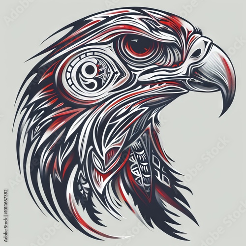 Wallpaper Mural Hawk head with intricate tribal patterns in a conceptual illustration. Torontodigital.ca