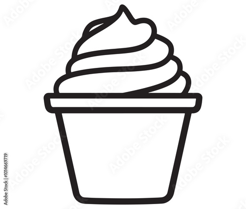 Illustration of a cupcake, Frozen yogurt line icon, Line art ice - cream vector