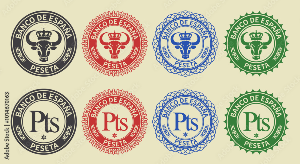 Obraz premium Vector fictional seals spanish bank