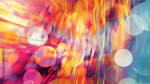 Dynamic abstract image featuring vibrant light streaks and bokeh effects in a spectrum of colors, perfect for creative and modern design projects.