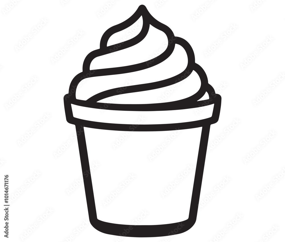 Illustration of a cupcake, Frozen yogurt line icon, Line art ice - cream vector Illustration of a cupcake, Frozen yogurt line icon, Line art ice - cream vector