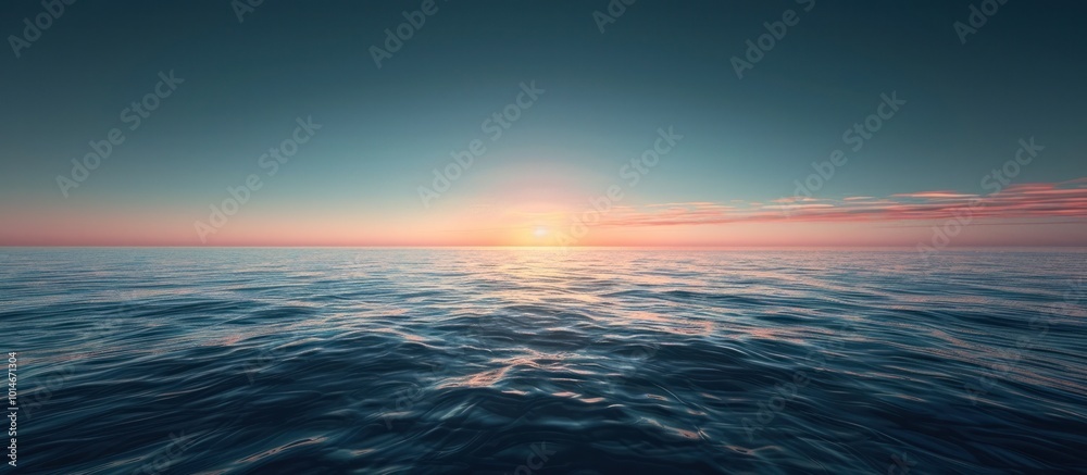 Obraz premium Breathtaking sunset scenery with calm tranquil ocean waters reflecting the vibrant orange pink and blue hues of the sky A serene and picturesque landscape that evokes a sense of peace and solitude