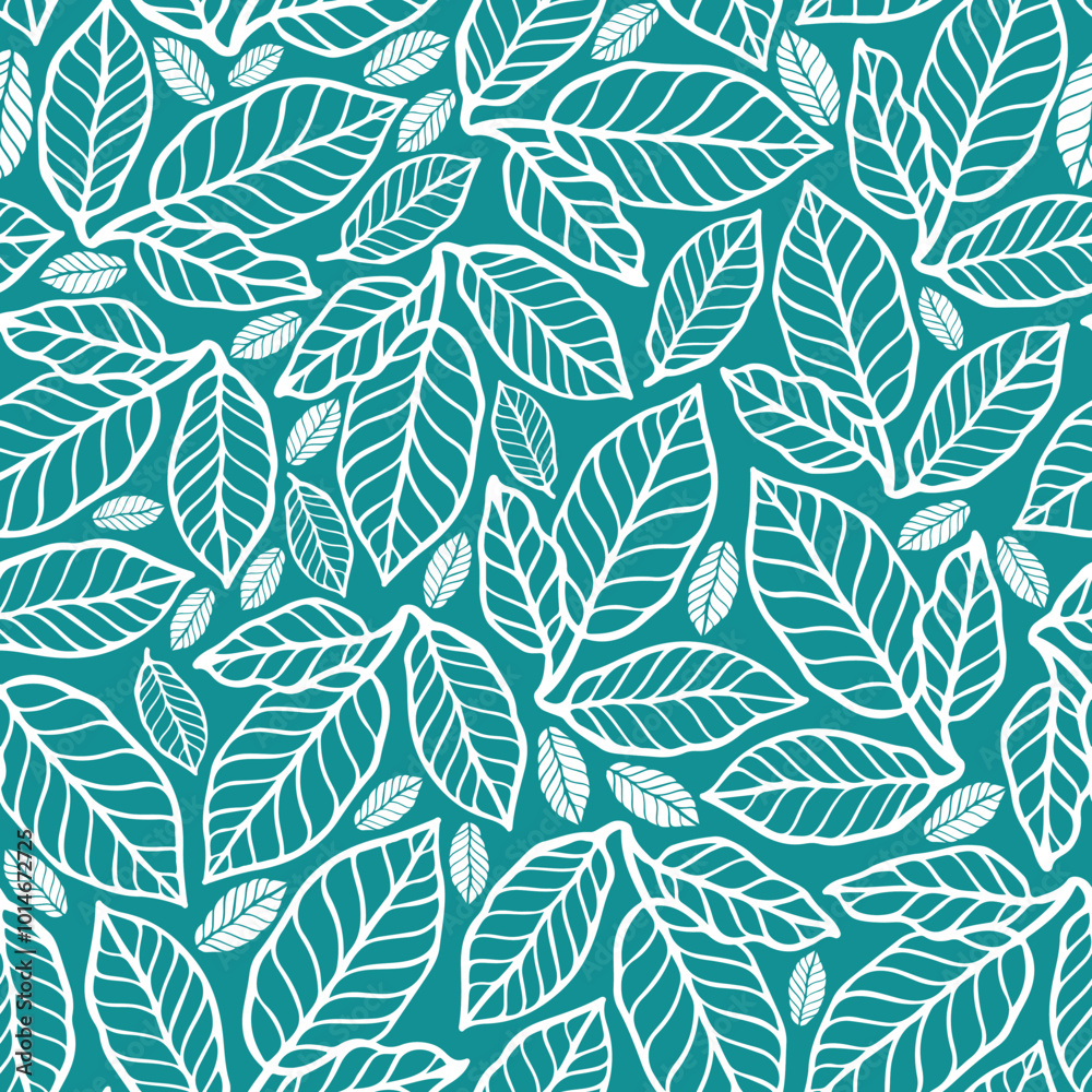 Seamless pattern with white leaves on a light blue background, simple and versatile botanical design, ideal for nature inspired decor Seamless pattern with white leaves on a light blue background, simple and versatile botanical design, ideal for nature inspired decor