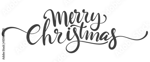 Merry christmas hand lettering calligraphy isolated on white background. Vector holiday illustration element. Merry Christmas script calligraphy