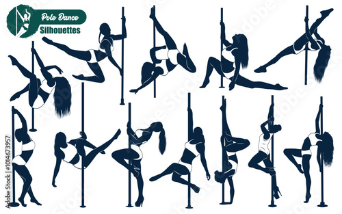 Pole dancer or dancing silhouettes vector illustration