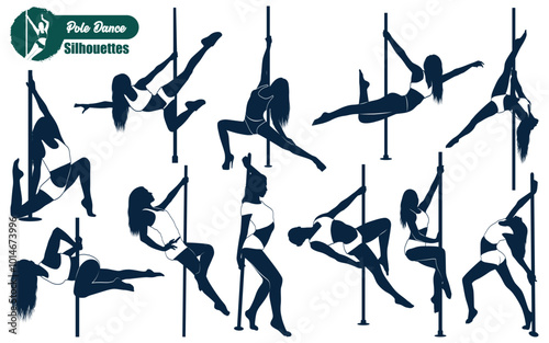 Pole dancer or dancing silhouettes vector illustration