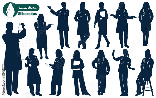 Female Doctors Silhouettes Vector illustration