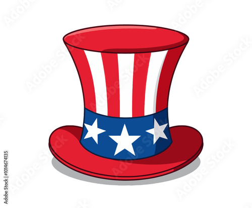 American Flag Top Hat Illustration 

