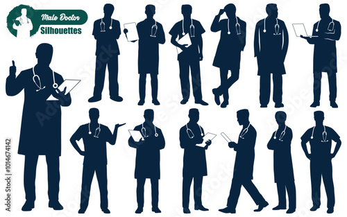 male Doctors Silhouettes Vector illustration