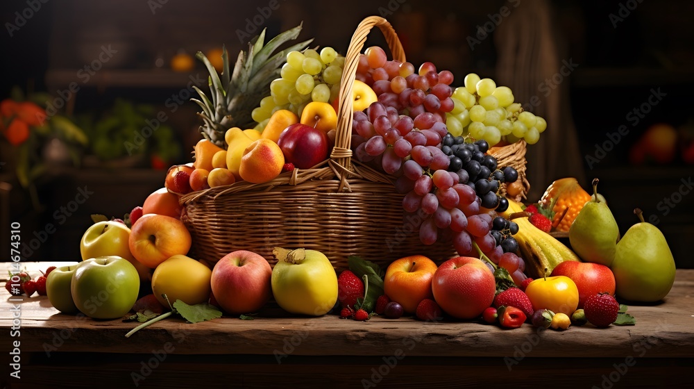 Juicy and Colorful Fruits: A Basketful of Goodness Juicy and Colorful Fruits: A Basketful of Goodness