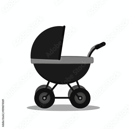 Black and Gray Baby Stroller Icon 
