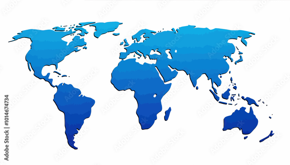 Naklejka premium Blue World Map Illustration 