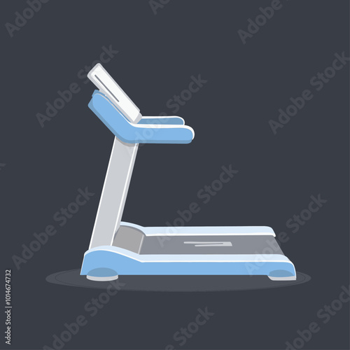 Blue Treadmill on Black Background 

