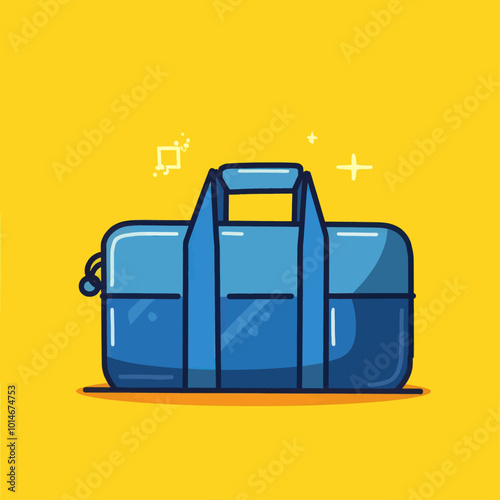 Blue Travel Bag on Yellow Background