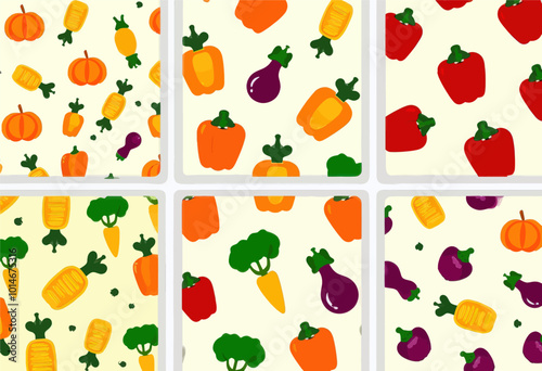 Colorful Vegetable Seamless Pattern Backgrounds