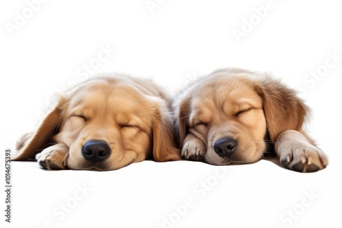 Sleeping posture of pets on a white background