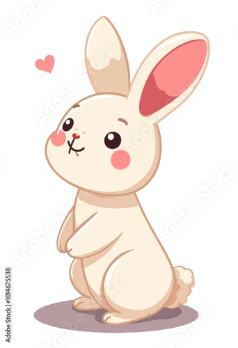 Cute Cartoon Rabbit Looking Up 
