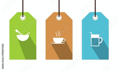 Food and Drink Tags with Long Shadows