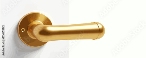 Gold Door Handle on White Background