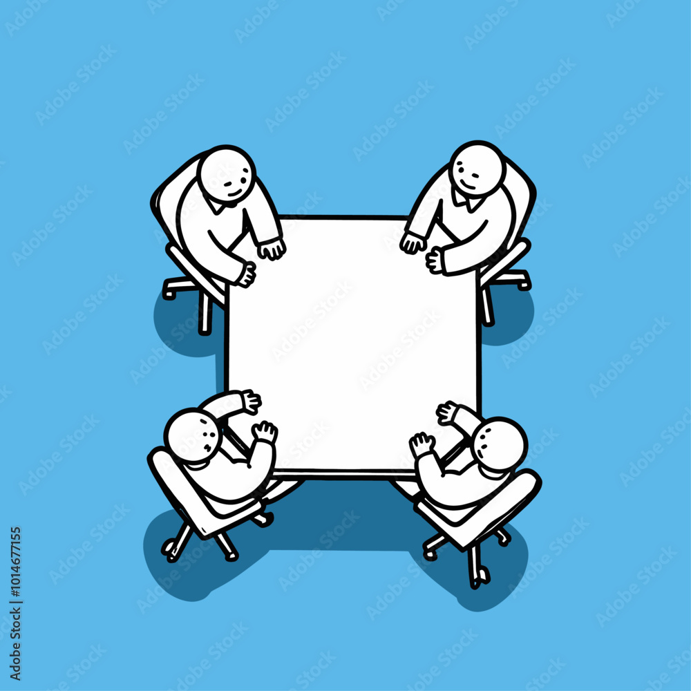 Obraz premium Meeting around a table, top view. 