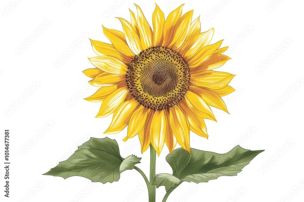 Obraz premium Sunflower, modern style on a white background