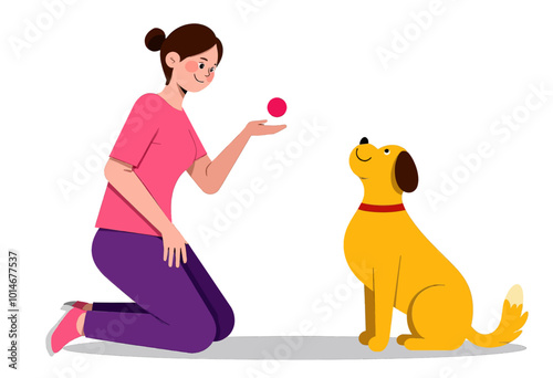 Person playing with dog using red ball