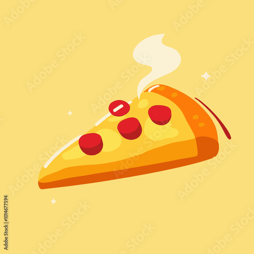 Pizza Slice with Pepperoni and Steam