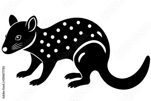 Silhouette of a Quoll Small Carnivorous Marsupial with Sharp Claws Vector Illustration