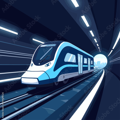 Subway Train In Tunnel 
