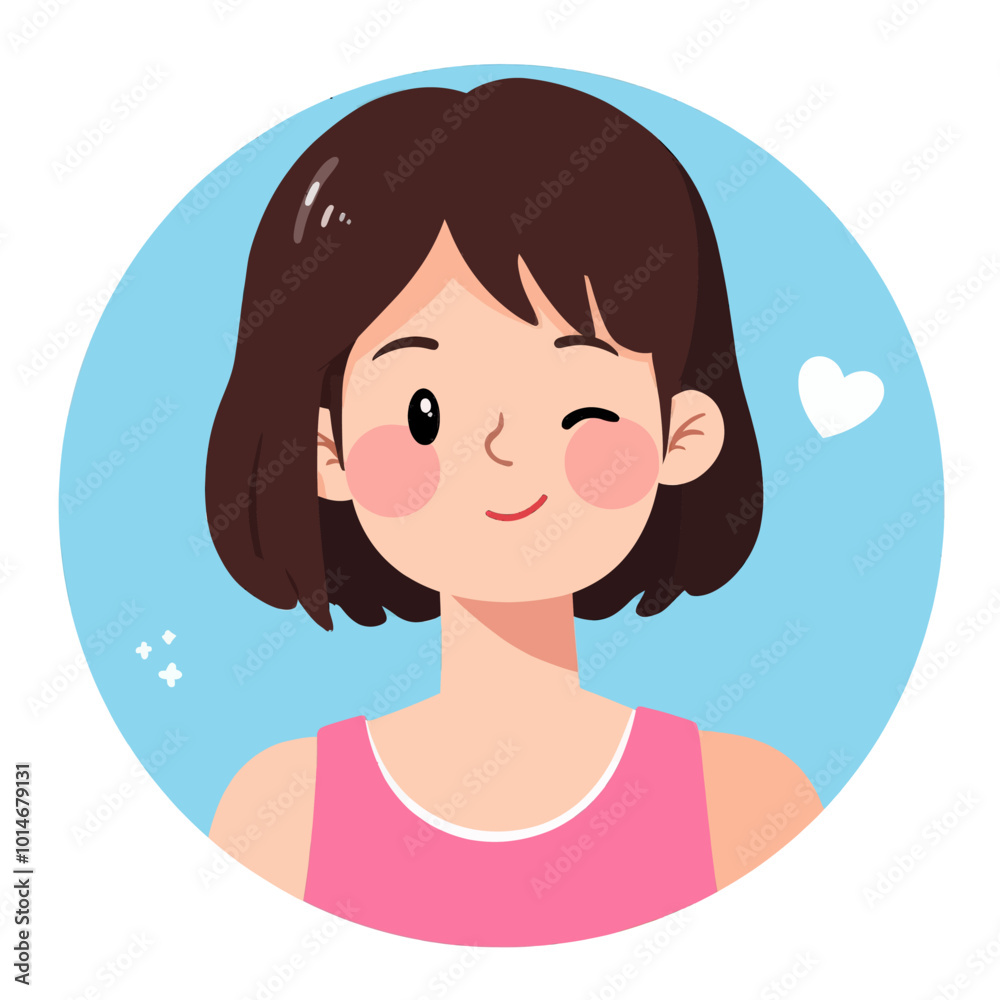 Winking Cartoon Girl with Heart
Winking Cartoon Girl with Heart